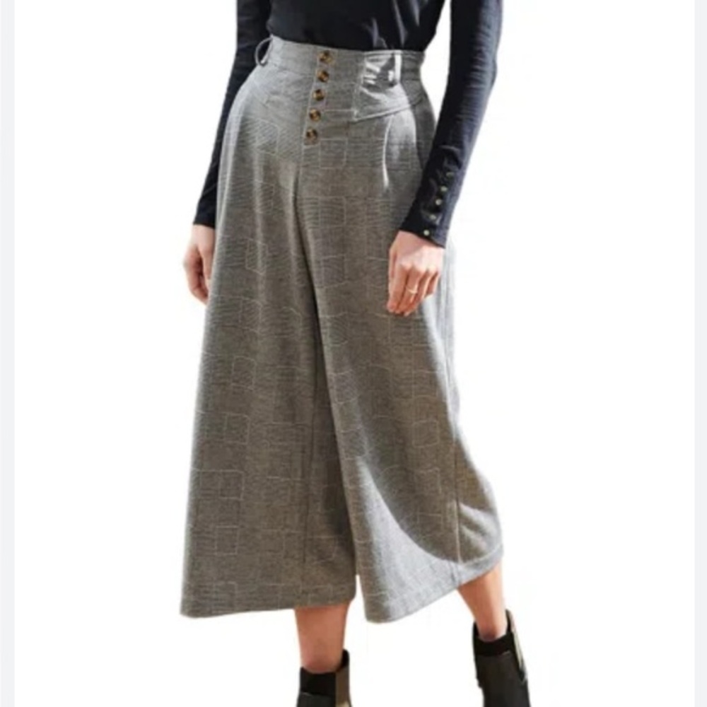 Hatley Charlie Wide Leg Gray Pattern Crop Pants M